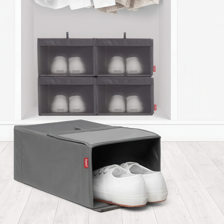 Boxes for shoes, with mesh window, 2-pack, PREMIUM CAJAS ZAPATOS, Grey