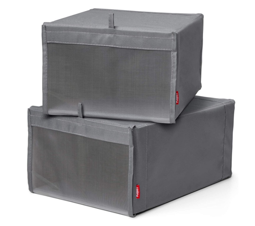 Boxes for shoes, with mesh window, 2-pack, PREMIUM CAJAS ZAPATOS, Grey