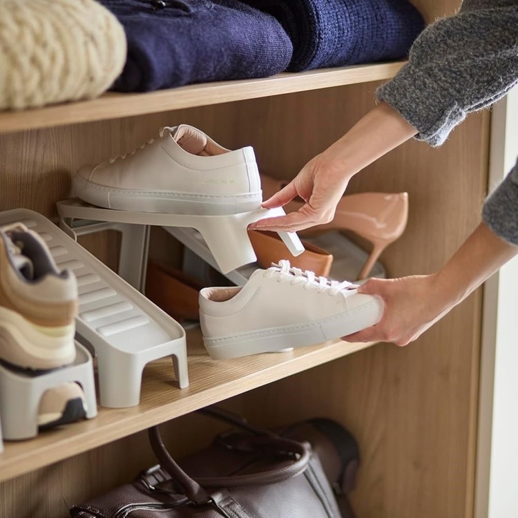 Shoe Organizer, 2 Pack, SHOE-IN COMPACT, Joseph Joseph, Ecru