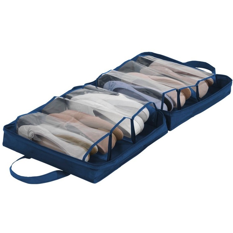 Shoe bag for 6 pair of shoes, BUSINES BLUE, 36,5 x 36,5 x 15,5 cm, Blue
