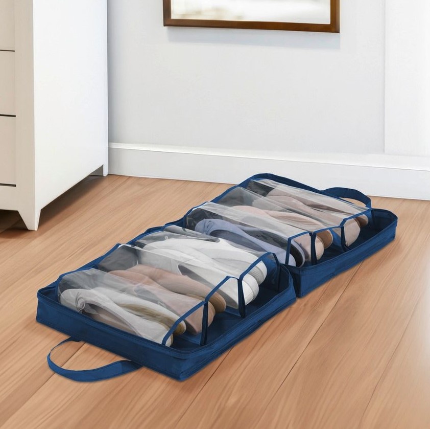 Shoe bag for 6 pair of shoes, BUSINES BLUE, 36,5 x 36,5 x 15,5 cm, Blue