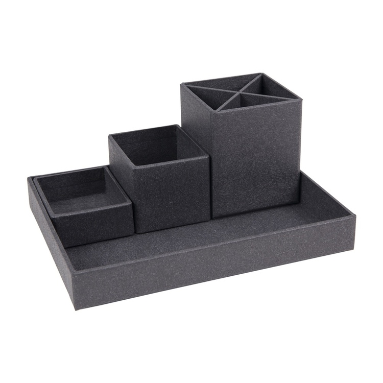 Desktop organizer, 4 parts, BIGSO LENA WOOD PAPER, Dark Oak