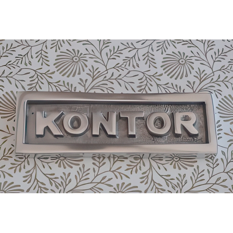 Sign with frame, KONTOR, 10 x H 3,5 cm, Exmez, Sand-cast aluminum