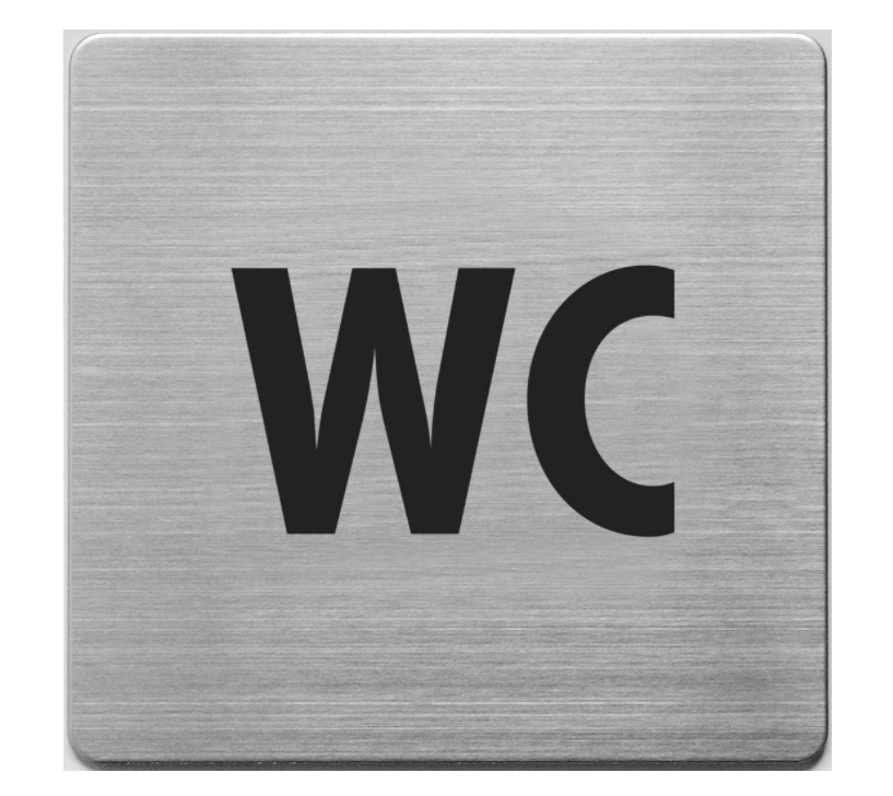 Sign, Self-adhesive, Pictogram, WC, 9 x 9 cm, Stainless steel