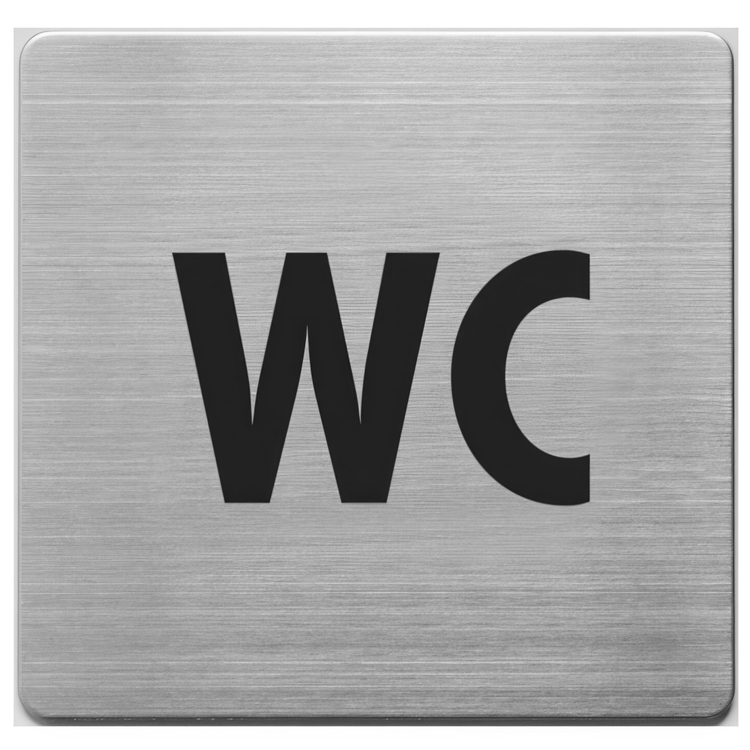 Sign, Self-adhesive, Pictogram, WC, 9 x 9 cm, Stainless steel