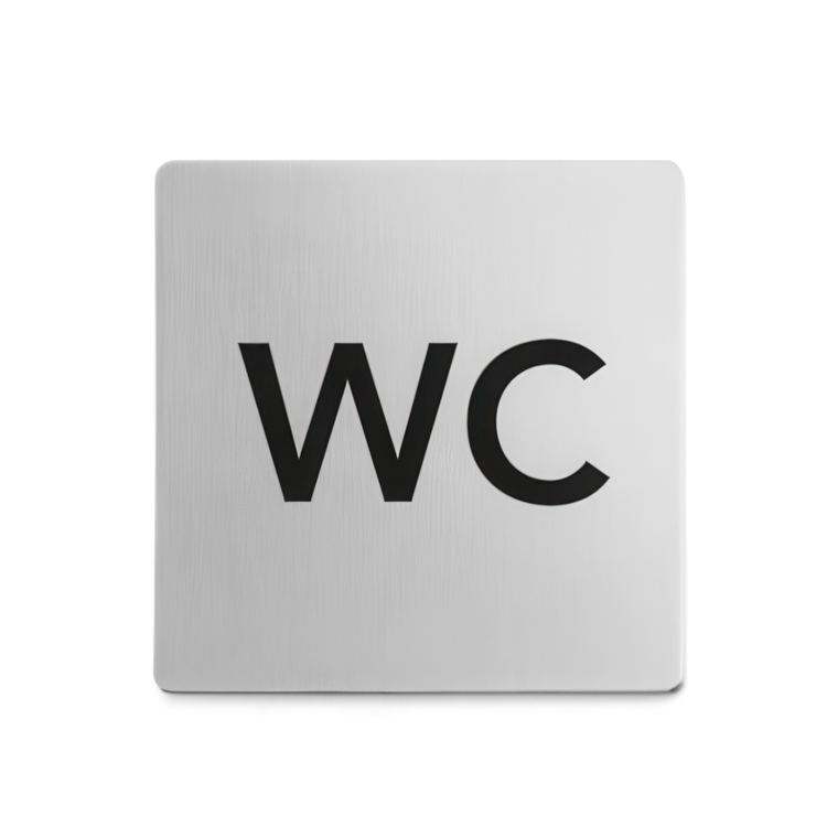 Sign, self-adhesive, WC, 8, x 8 cm, Zack, Stainless steel