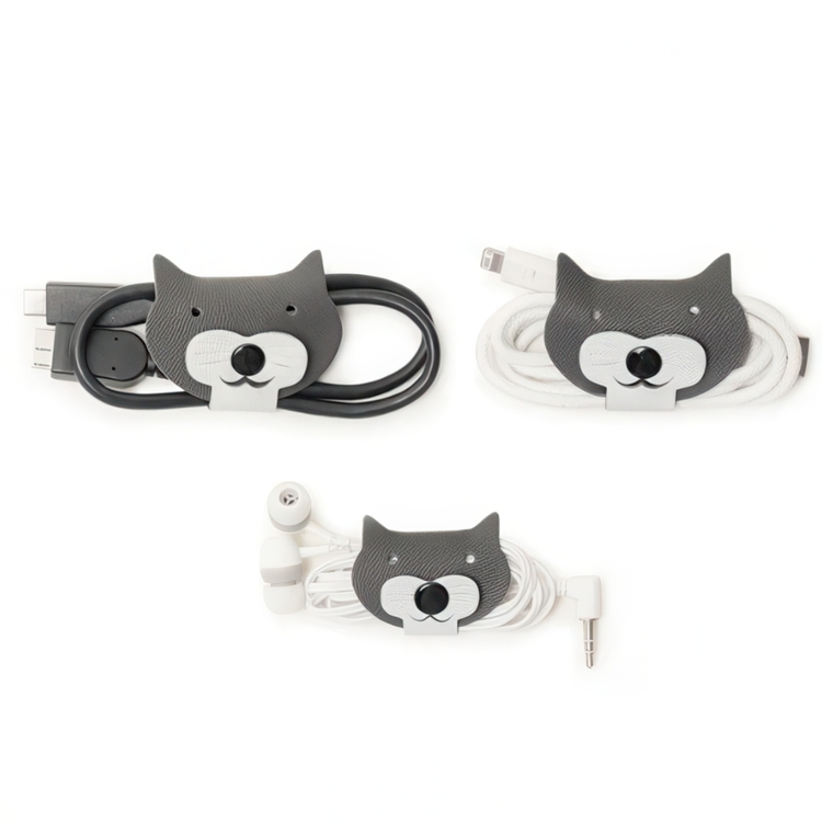 Cord wraps, set of 3, CAT CABLE TIES, Kikkerland, Dark Grey