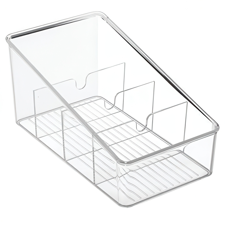 Storage box with four compartments, COOKING PACKETS ORGANIZER, 15,2 x 26,7 cm, Transparent