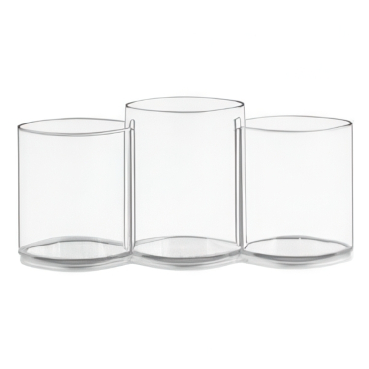 Make-up caddy with 3 compartments, COSMETIC TRIO CUP, Clear