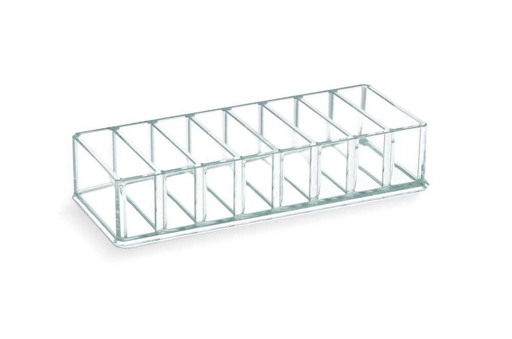 Make-up organizer, 8 compartments, LIVING, 22 x 8,7 x H 4,5 cm, Clear acrylic
