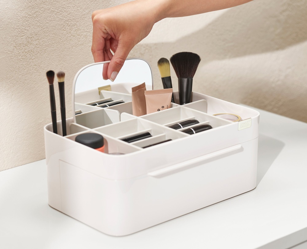 Cosmetic organizer with mirror, VIVA LARGE COSMETIC ORGANISER, Joseph Joseph, Shell