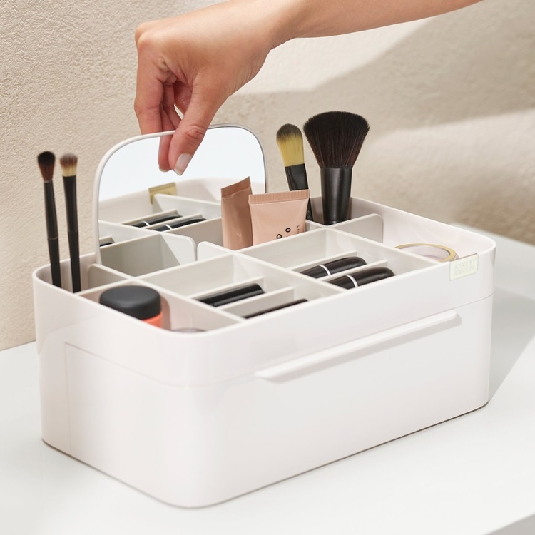 Cosmetic organizer with mirror, VIVA LARGE COSMETIC ORGANISER, Joseph Joseph, Shell