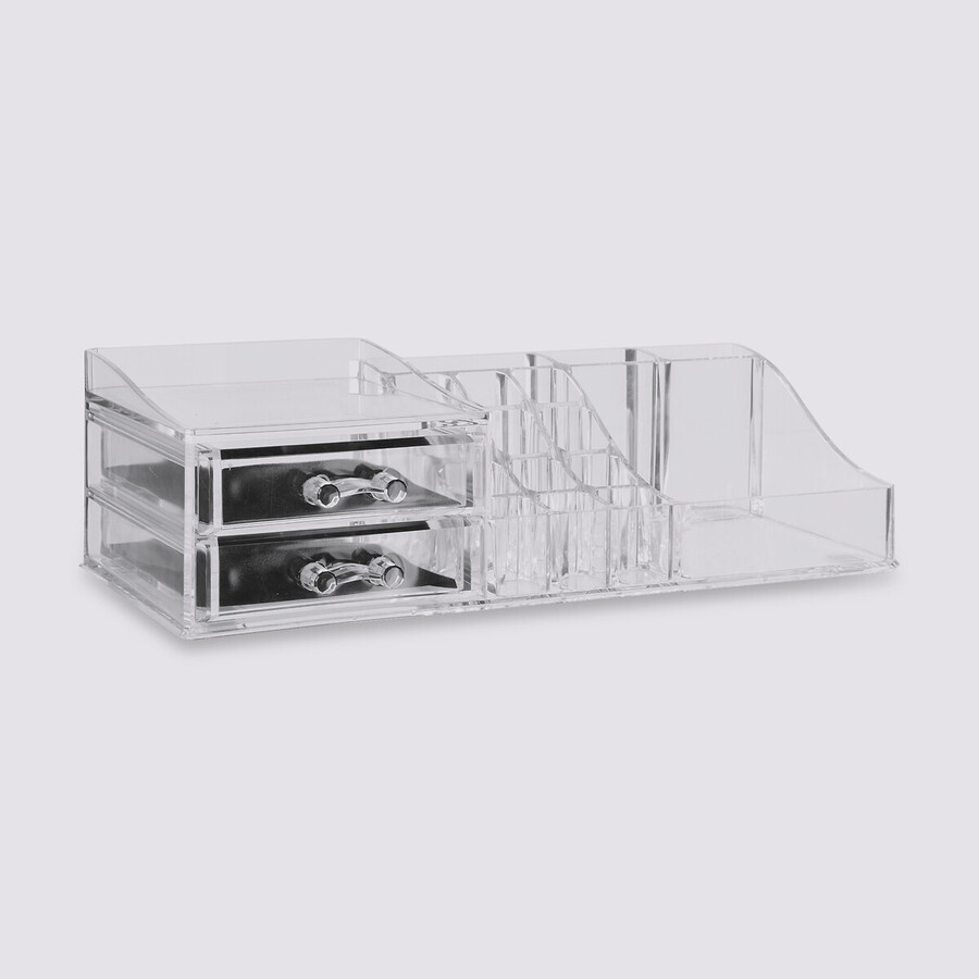 Make-up organizer with drawers, SELENA, 30,6 x 9 x 15,3 cm, Clear