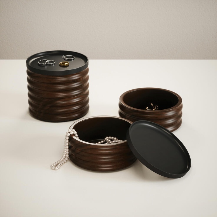 Jewelry box, Round, TESORA WOOD , Ø 13 cm, Umbra