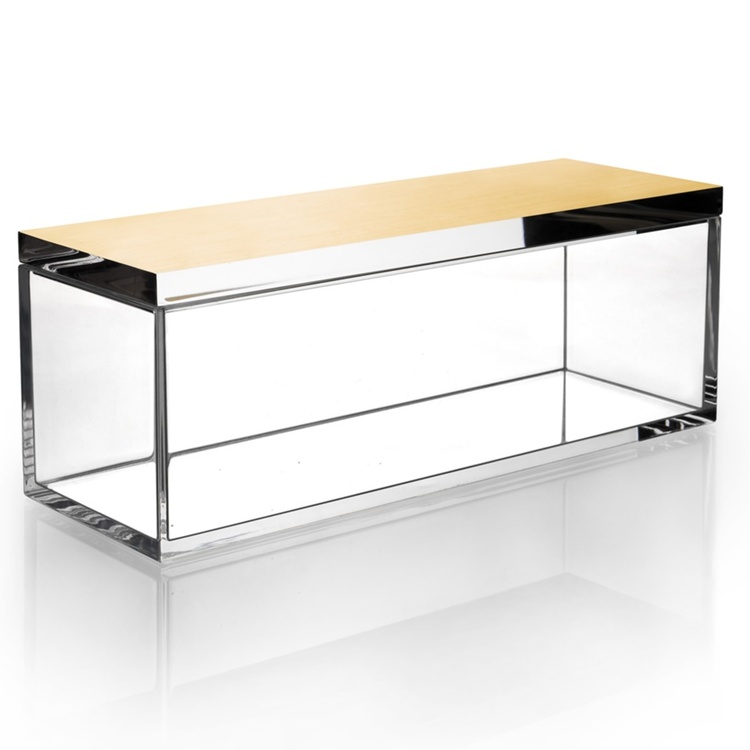 Jewellery Box, GOLD CHEST, 17,5 x 6 x H 7 cm, Clear / Gold