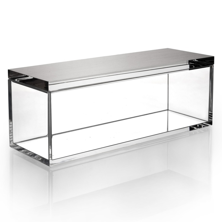 Jewellery Box, SILVER CHEST, 17,5 x 6 x H 7 cm, Clear / Silver