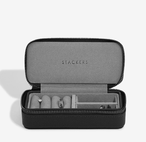 Travel Jewellery Box, STACKERS, 7 x 16 x H 4,2 cm, Pebble Black 