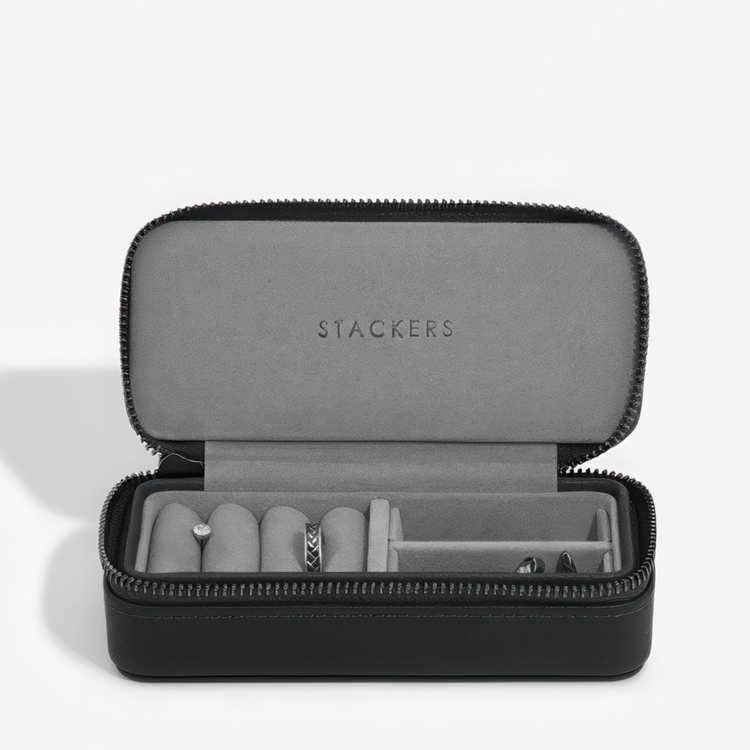 Travel Jewellery Box, STACKERS, 7 x 16 x H 4,2 cm, Pebble Black 