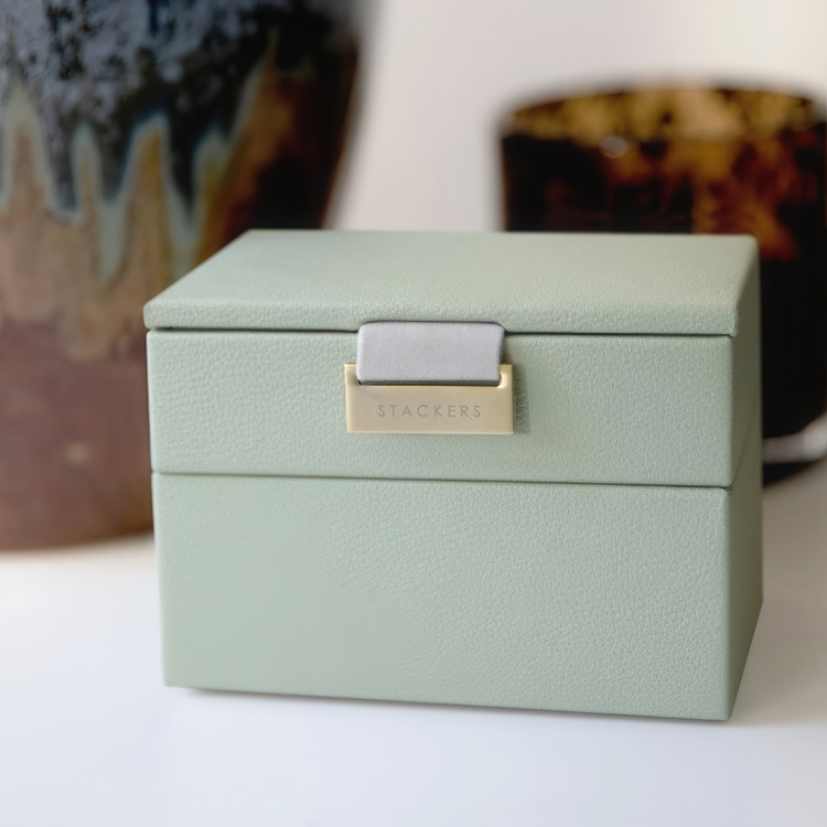 Jewellery Box, 2 layer, MICRO STACKERS, 12,5 x 9 x H 9 cm, Sage Green