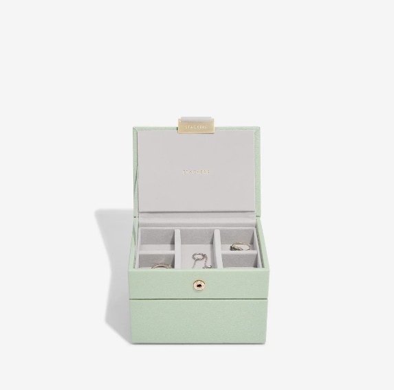 Jewellery Box, 2 layer, MICRO STACKERS, 12,5 x 9 x H 9 cm, Sage Green