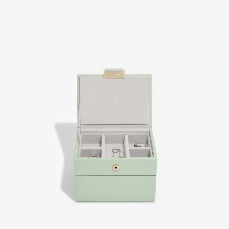 Jewellery Box, 2 layer, MICRO STACKERS, 12,5 x 9 x H 9 cm, Sage Green