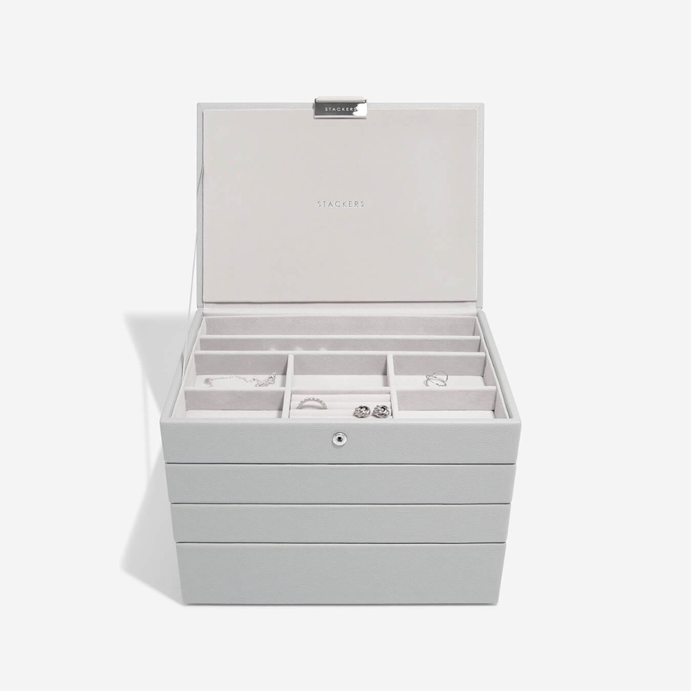 Jewellery Box, 4 layers, CLASSIC STACKERS, 25 x 18 x H 19,5 cm, Pebble Grey