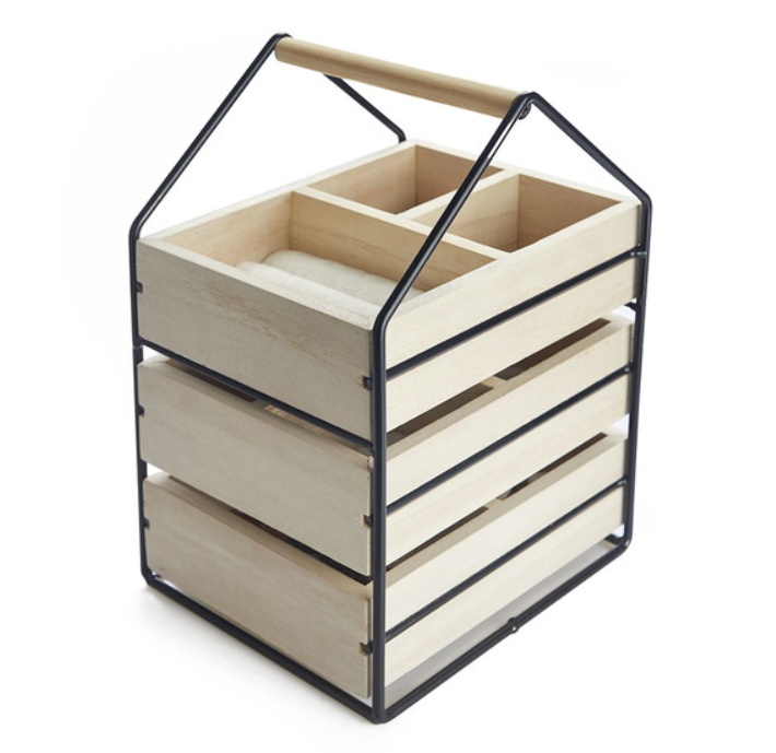 Jewelry Trays, WOODEN HOUSE, 19,5 x 17 x H 30 cm, Nature / Black