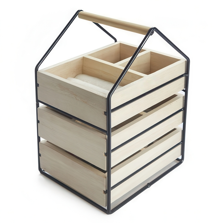 Jewelry Trays, WOODEN HOUSE, 19,5 x 17 x H 30 cm, Nature / Black