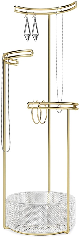 Jewelry Tree, TESORA JEWELRY STAND, BRASS, Umbra, Gold / Clear