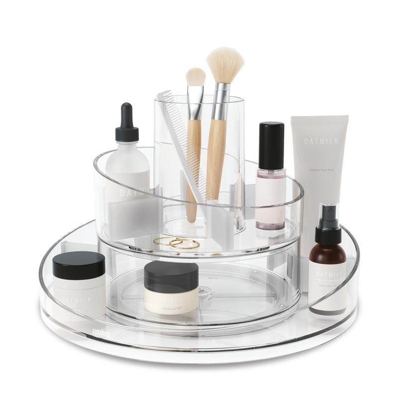 Rotating Storage, CASCADA ORGANIZER, Ø 25 x H 17cm, Umbra, Clear 