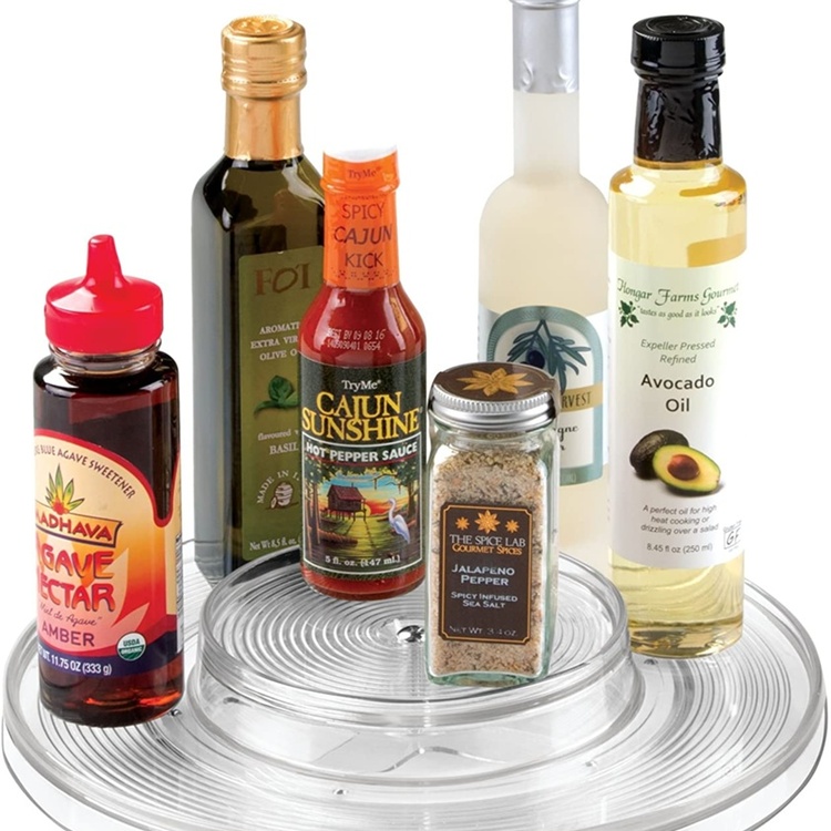 Turntable in 2 levels, KITCHEN ORGANISER LAZY SUSAN, Ø 28 cm, Transparent
