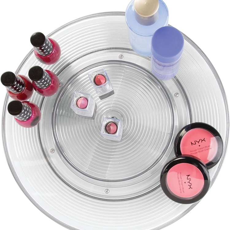 Turntable in 2 levels, KITCHEN ORGANISER LAZY SUSAN, Ø 28 cm, Transparent