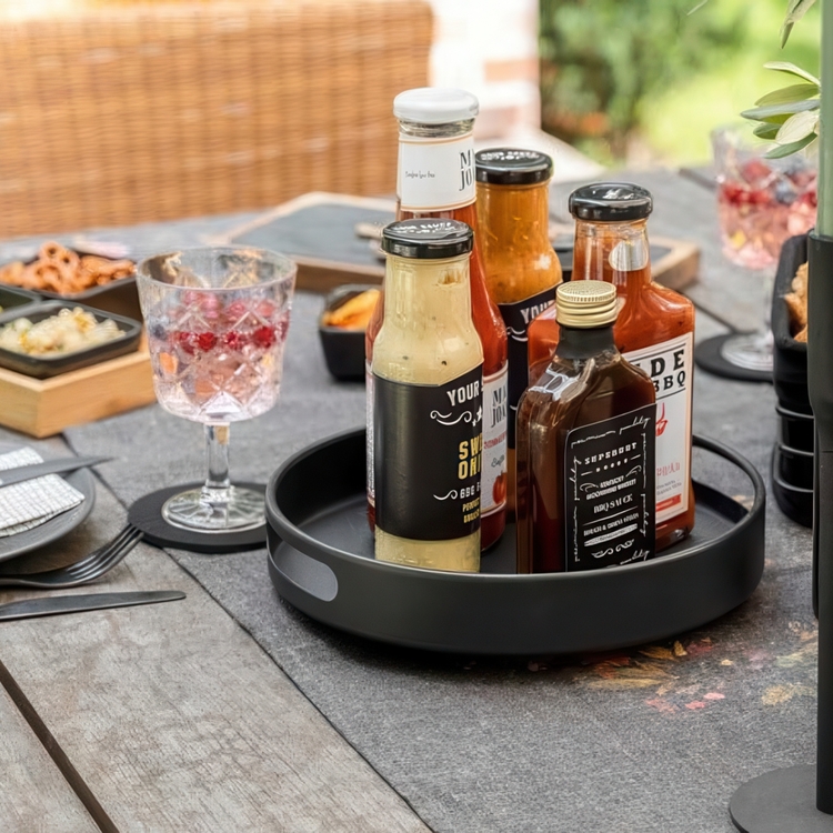 Turntable in metal, OUTDOOR KITCHEN, Ø 26 x H 6 cm, Black