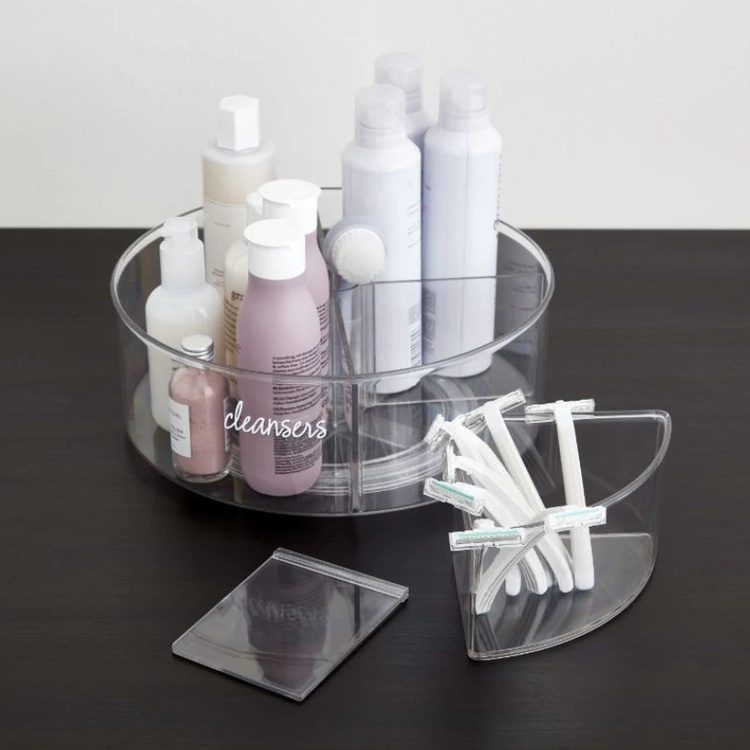 Turntable with 4 sections, 1 bin, THE HOME EDIT LAZY SUSAN, Ø 29,2 cm, Transparent