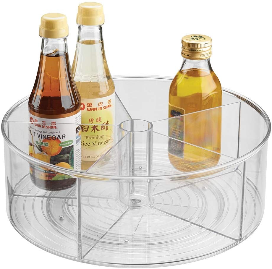 Organiser with 5 sections, RPET TURNTABLE, Ø 29,2 x H11,4 cm, Transparent