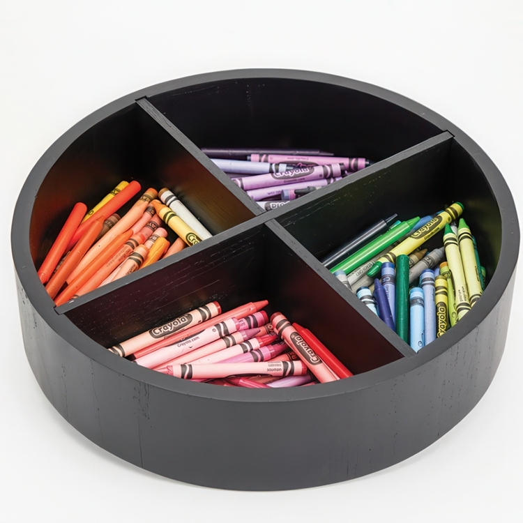 Turntable with dividers, THE HOME EDIT WOOD SERIES, Ø 30,5 cm, Onyx