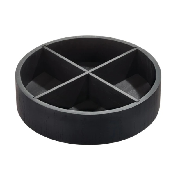 Turntable with dividers, THE HOME EDIT WOOD SERIES, Ø 30,5 cm, Onyx