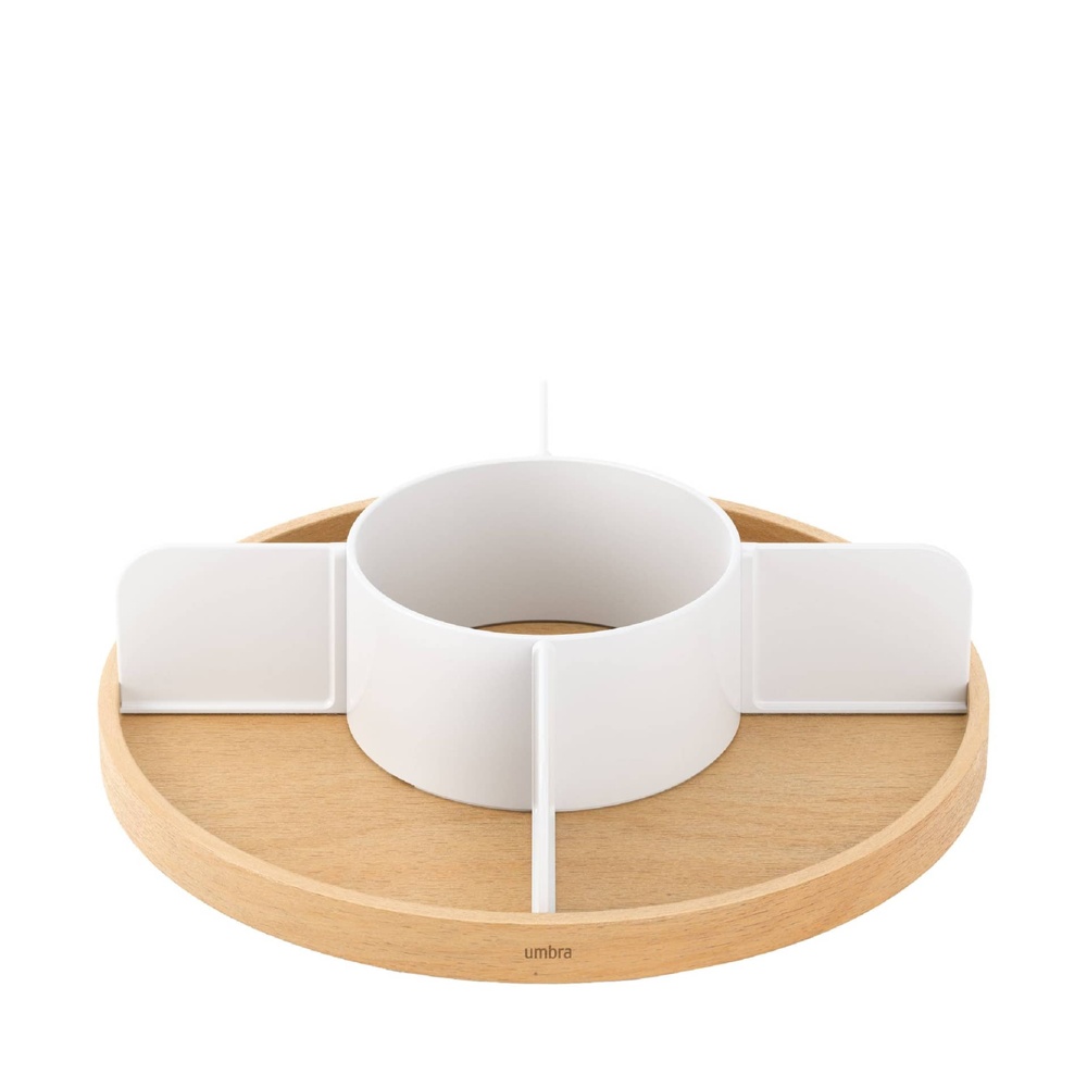 Turntable with dividers, UMBRA BELLWOOD LAZY SUSAN, Ø 30, Natural / White