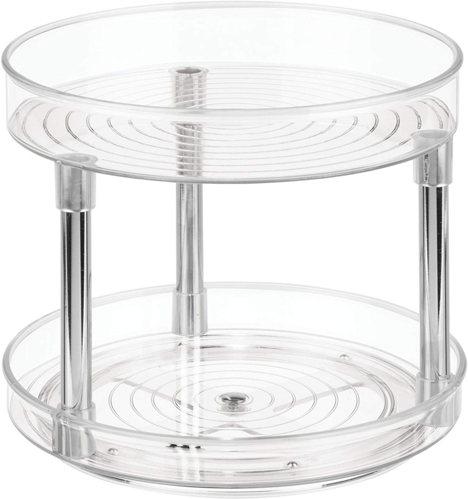 Revolving Spice Rack, 2 Tiers, LAZY SUSAN, Ø 23 cm, Transparent