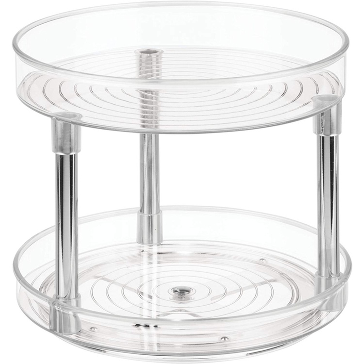 Revolving Spice Rack, 2 Tiers, LAZY SUSAN, Ø 23 cm, Transparent