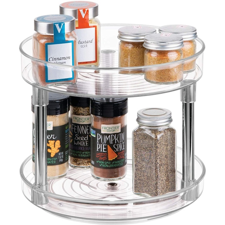 Revolving Spice Rack, 2 Tiers, LAZY SUSAN, Ø 23 cm, Transparent