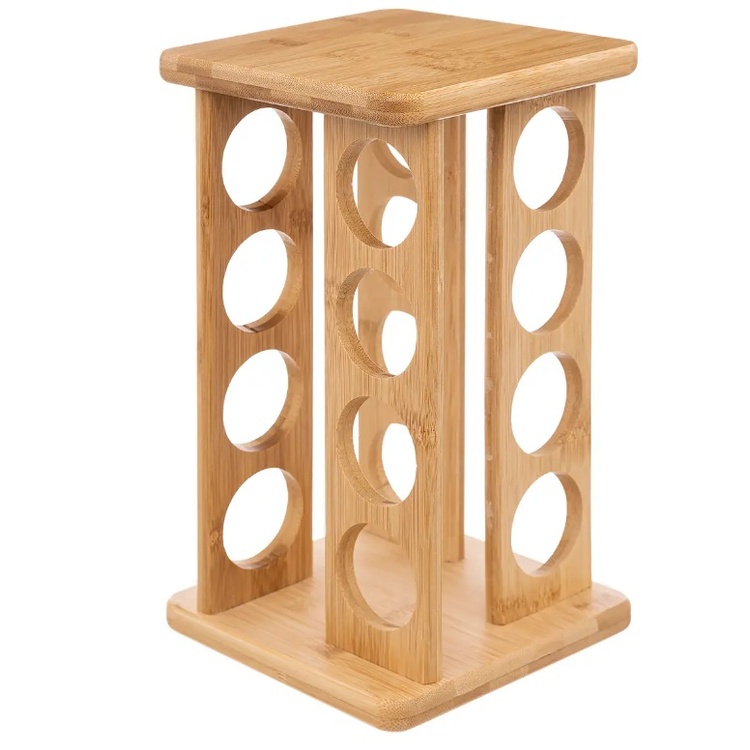 Rotating Spice Rack, ALL BAMBOO SQUARE ORGANIZER, 18 x 18 x H 29 cm, Nature