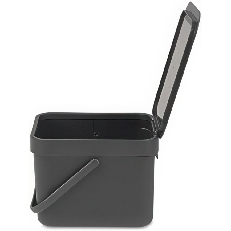Bin for organic waste, BRABANTIA SORT & GO WASTE BIN, 6 L, Dark Grey