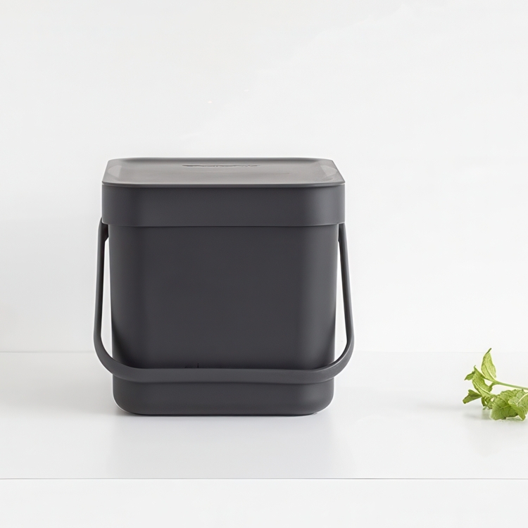 Bin for organic waste, BRABANTIA SORT & GO WASTE BIN, 6 L, Dark Grey