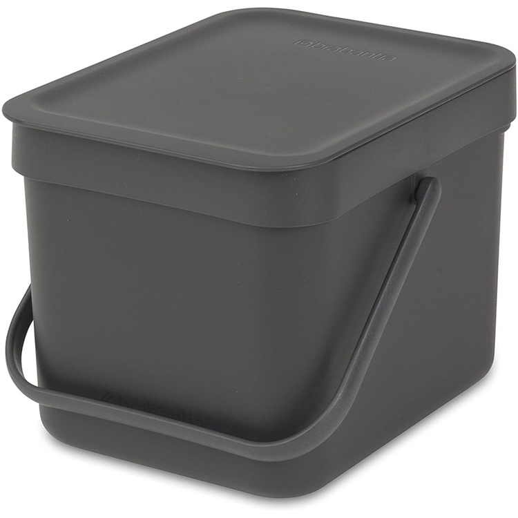 Bin for organic waste, BRABANTIA SORT & GO WASTE BIN, 6 L, Dark Grey