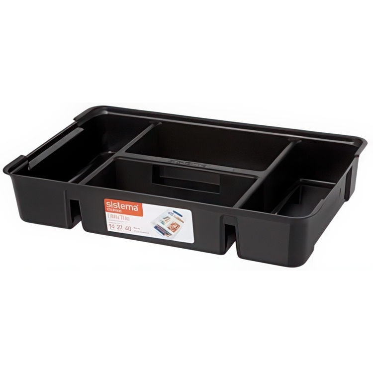 Insert organizer with handle, SISTEMA LARGE UTILITY TRAY, 47,5 x 30 x H 9 cm, Black