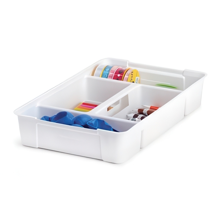 Drawer insert organizer with handle, SISTEMA STORAGE TABLET, 47,5 x 30 x H9 cm, White