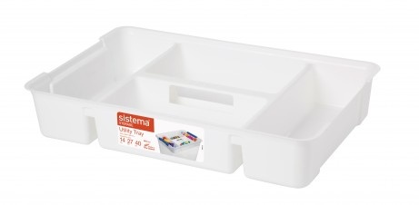 Drawer insert organizer with handle, SISTEMA STORAGE TABLET, 47,5 x 30 x H9 cm, White