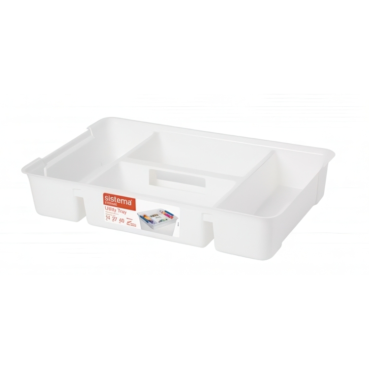 Drawer insert organizer with handle, SISTEMA STORAGE TABLET, 47,5 x 30 x H9 cm, White