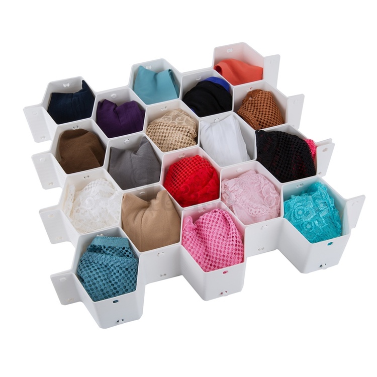 Drawer divider, 18 compartments, HONEYCOMB, 36 x 36 x H 7 cm, White